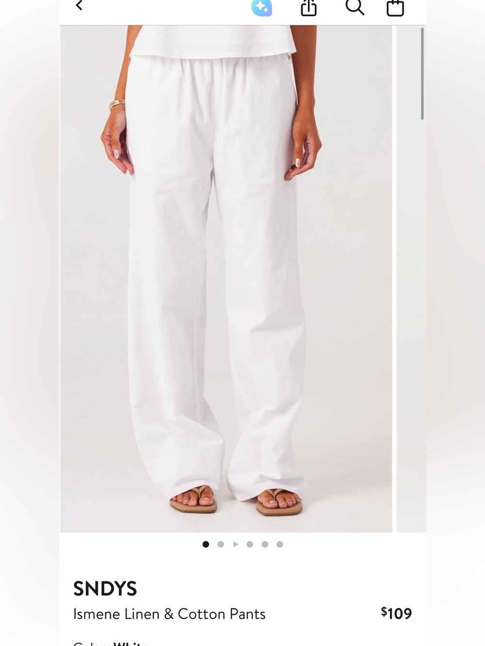 SNDYS White Ismene Linen & Cotton Wide-Leg Pants
